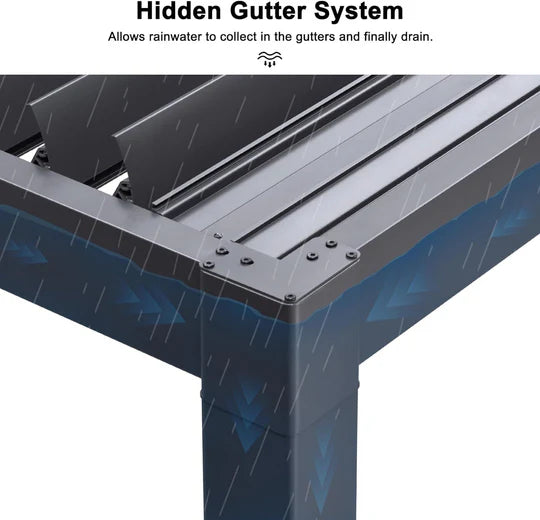 11.4' × 17.5' Outdoor Louvered Pergola with Adjustable Hardtop- Aluminum Pergola
