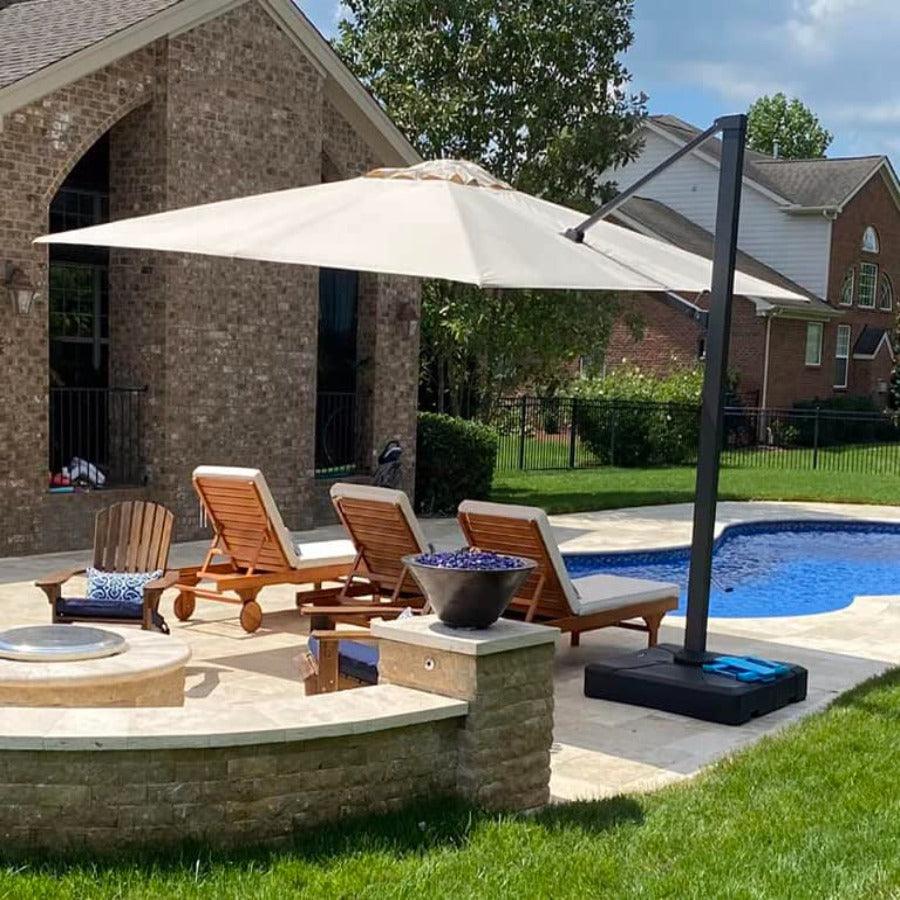 large sunbrella patio umbrella PURPLE LEAF SUNBRELLA Fabric Large Cantilever Umbrella Double Top Delu – Covet and Swoon
