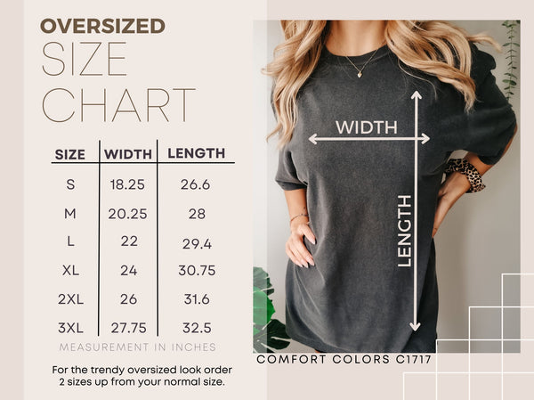 ultra luxe comfort colors tshirt size chart
